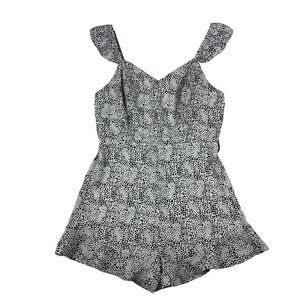 Dalmatian Print Sleeveless Ruffle Strap Romper Mod On Trend  Womens L Feminine